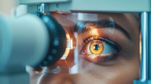 Avaliação ocular realizada no exame oftalmológico CMA para comissário de bordo